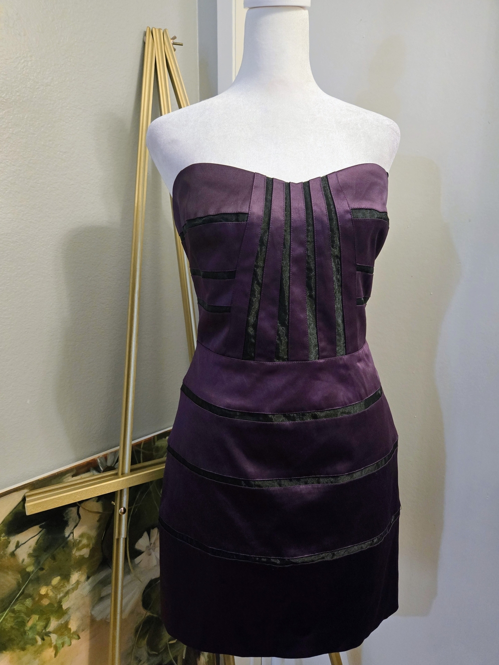 BCBG Purple Tube Sleeveless Sweetheart Strapless Mini Cocktail Dress Size 6
